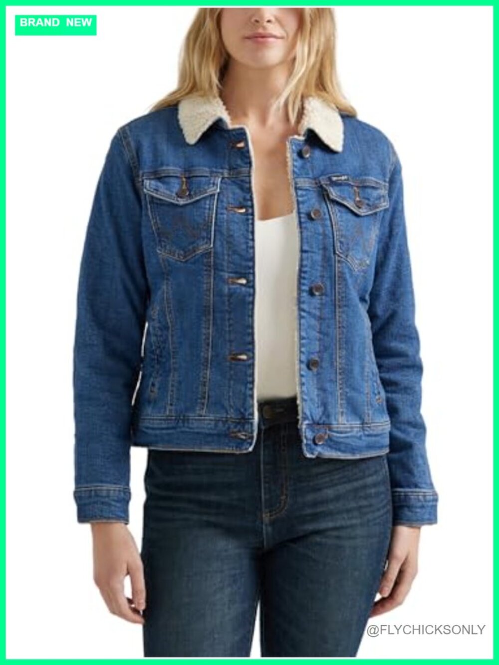 Sherpa Lined Denim Jacket Retro Aviator Style